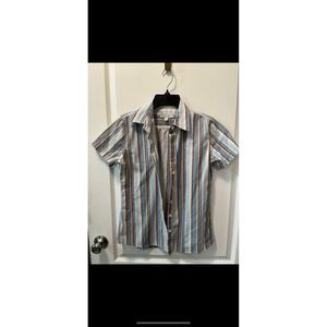 Bogari Women's Striped Short‎ Sleeve Button Up Casual Shirt